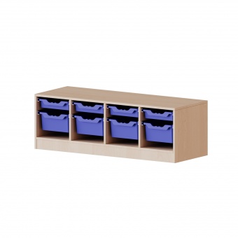 ErgoTray Regal, 4reihig, 1 OH,  4 flache und 4 hohe BoxenB/H/T 138,7x46x40cm 